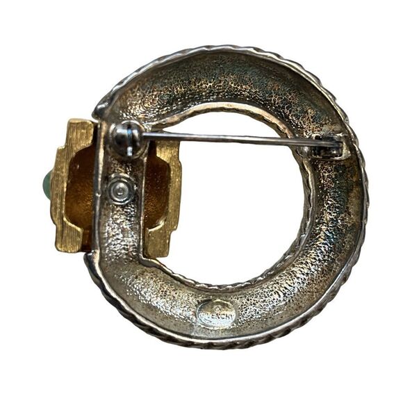 Vintage Givenchy Brooch Silvertone With Rhinestones Colored Glass Cabochons - Picture 4 of 5